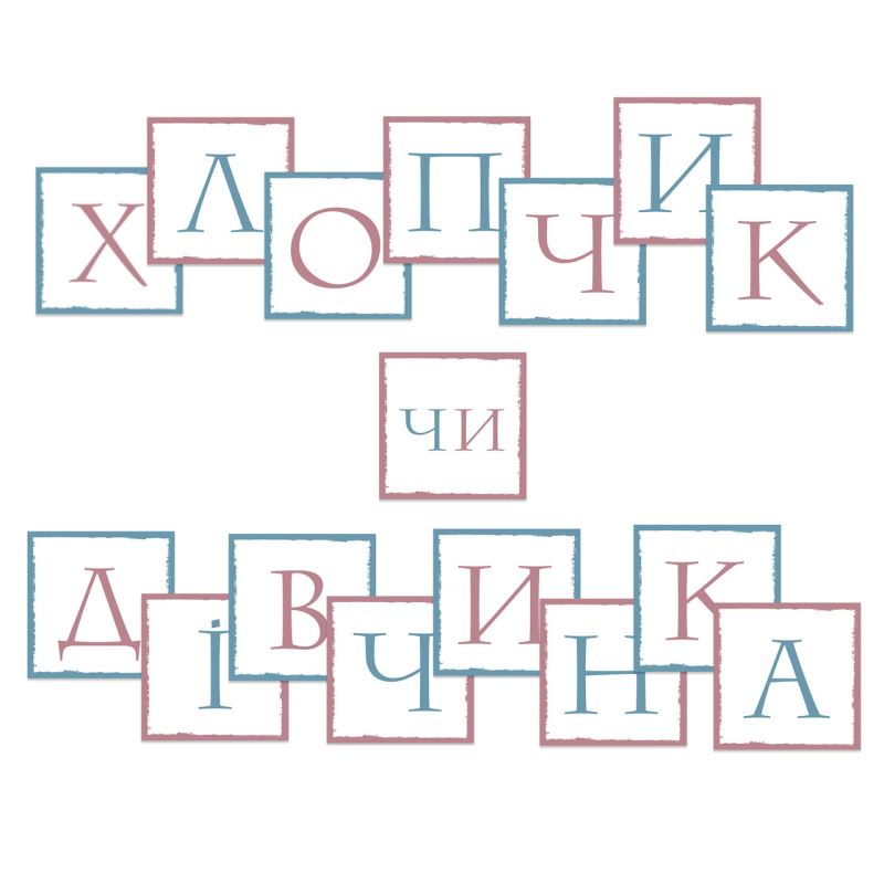 Паперова гірлянда з прапорців на гендер паті “Хлопчик чи дівчинка“ , 16 прапорців
